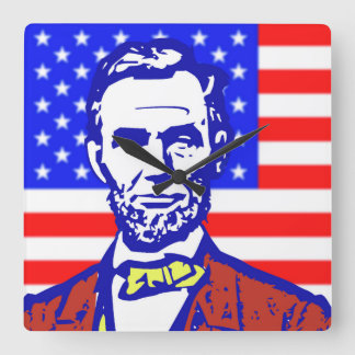 ABE LINCOLN 3  SQUARE WALL CLOCK