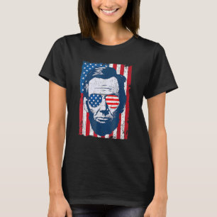 Abe Lincoln Beard Sunglasses & American Flag 4th O T-Shirt