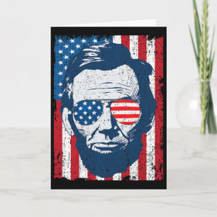 Abe Lincoln Beard Sungles And American Flag 4th Of Card