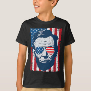 Abe Lincoln Beard Sungles And American Flag 4th Of T-Shirt