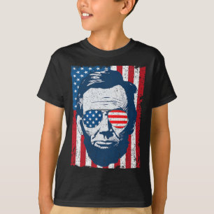 Abe Lincoln Beard Sungles And American Flag 4th Of T-Shirt
