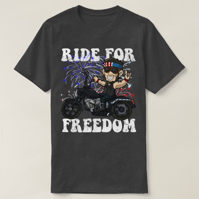 Abe Lincoln Biker Ride For Freedom USA America Pat T-Shirt (Design Front)