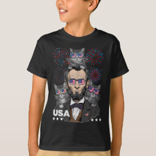 Abe Lincoln Cat Lover Funny 4th Of July Independen T-Shirt