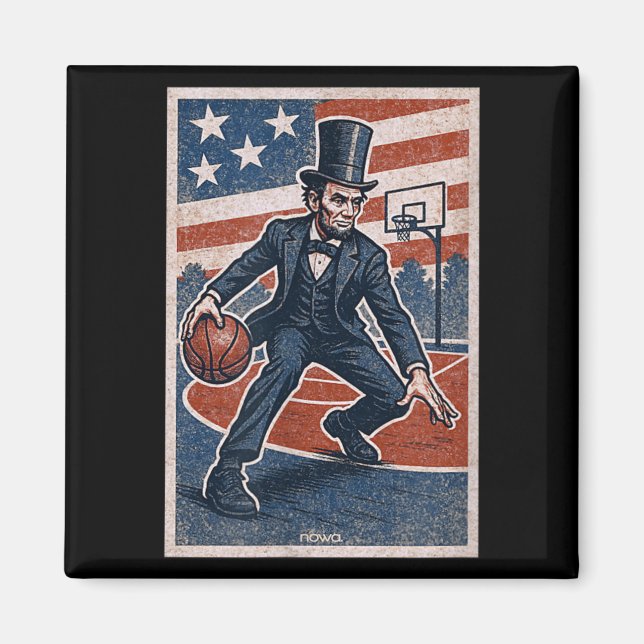 Abe Lincoln Dribbling - Aamerican Basball Player Magnet (Front)