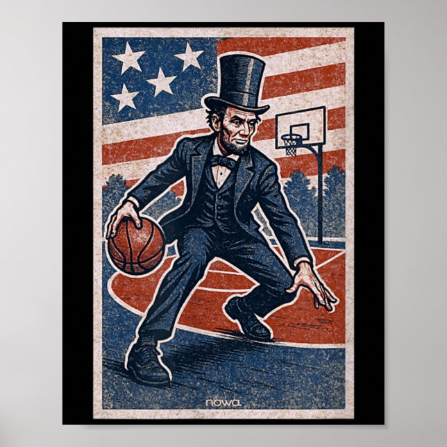 Abe Lincoln Dribbling - Aamerican Basball Player Poster (Front)