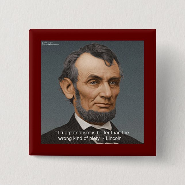 Abe Lincoln & Famous Patriotic Quote 15 Cm Square Badge (Front)