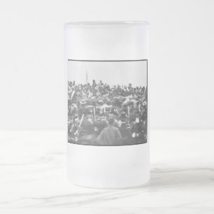 Abe Lincoln Gettysburg Address: End of Civil War Frosted Glass Beer Mug
