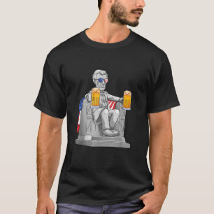 Abe Lincoln  Men 4th of July Drinkin Memorial Gift T-Shirt