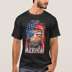 Abe Lincoln Merica American Flag 4th Of July Men T-Shirt