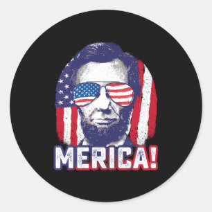 Abe lincoln merica funny 4th of july usa patriotic classic round sticker