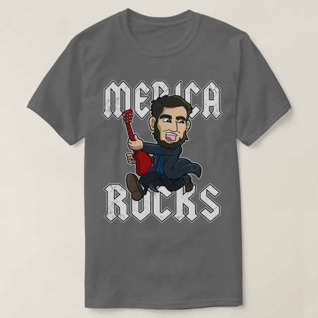 Abe Lincoln Merica Rocks USA Patriotic 4th of July T-Shirt (Design Front)