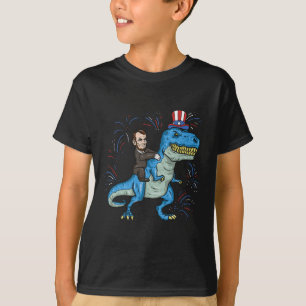 Abe Lincoln Riding A Dinosaur Shirt T-rex 4th Of J