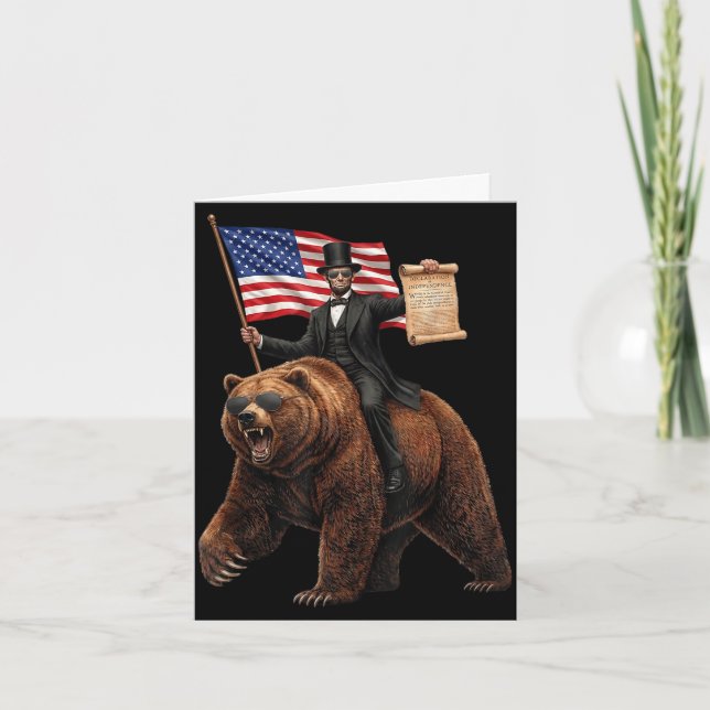 Abe lincoln riding bear with declaration funnyAbe  Card (Front)