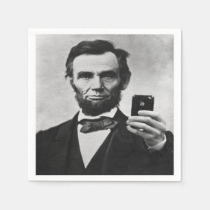 Abe Lincoln with Cell Phone Napkin