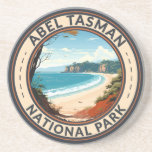 Abel Tasman National Park New Zealand Travel Retro Coaster<br><div class="desc">Abel Tasman vector artwork design. It’s known for the Abel Tasman Coast Track,  a long trail winding over beaches and across ridges between Marahau in the south and Wainui in the north.</div>