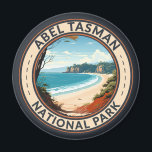 Abel Tasman National Park New Zealand Travel Retro Magnet<br><div class="desc">Abel Tasman vector artwork design. It’s known for the Abel Tasman Coast Track,  a long trail winding over beaches and across ridges between Marahau in the south and Wainui in the north.</div>