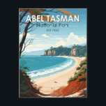 Abel Tasman National Park New Zealand Travel Retro Postcard<br><div class="desc">Abel Tasman vector artwork design. It’s known for the Abel Tasman Coast Track,  a long trail winding over beaches and across ridges between Marahau in the south and Wainui in the north.</div>