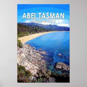 Abel Tasman National Park New Zealand Vintage Poster