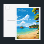 Abel Tasman New Zealand travel illustration Postcard<br><div class="desc">Abel Tasman New Zealand vintage travel place illustration</div>