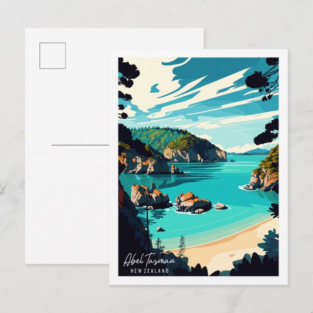 Abel Tasman New Zealand vintage travel place Postcard (Front/Back)