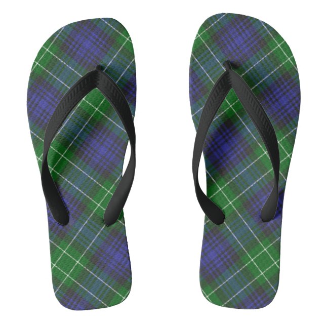 Abercrombie Blue Green Tartan Plaid Scottish Jandals (Footbed)