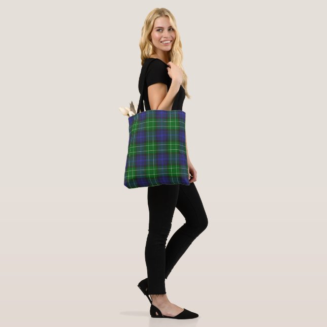 Abercrombie Blue Green Tartan Plaid Scottish Tote Bag (On Model)