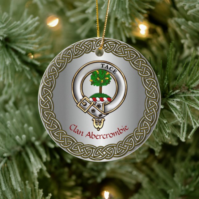 Abercrombie Clan Badge/Tartan Thistle Personalised Ceramic Tree Decoration (Tree)