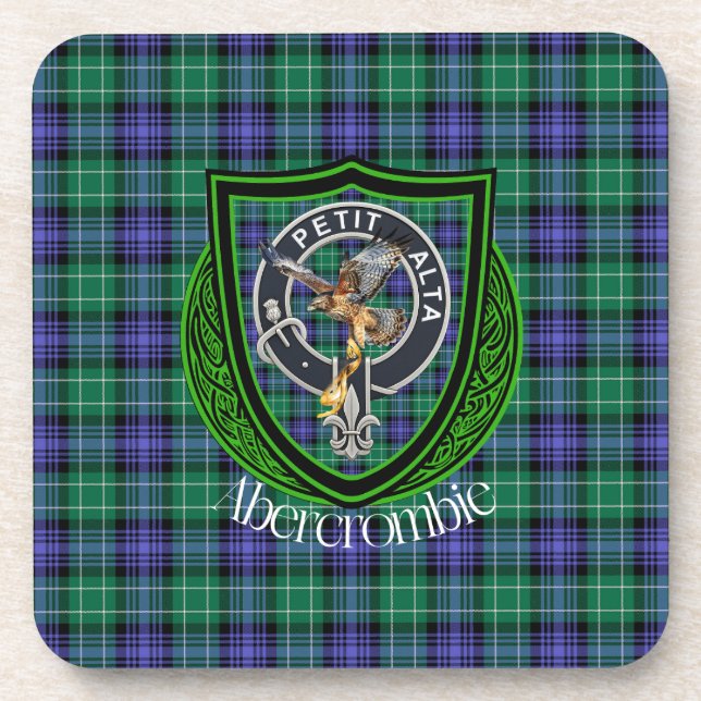 Abercrombie Scottish Clan Tartan & Crest Coaster (Front)