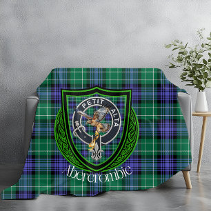 Abercrombie Scottish Clan Tartan Crest Fleece Blanket