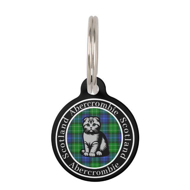 Abercrombie Tartan & Scottish Kitty Personalised  Pet Tag (Front)