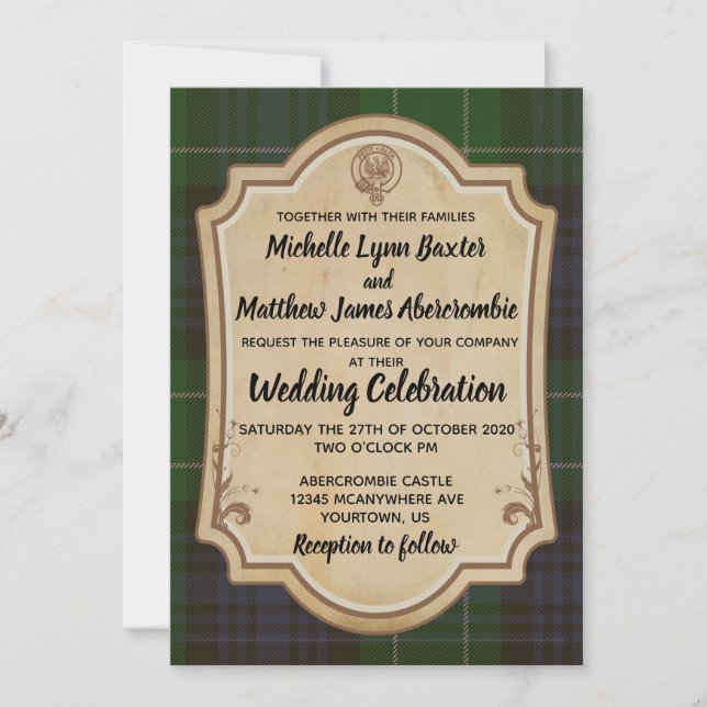 Abercrombie Tartan Wedding Invitation (Front)
