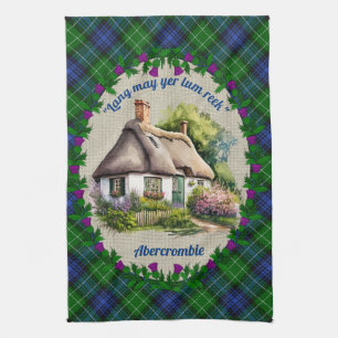 Abercrombie Thatched Cottage & Tartan Personalised Tea Towel