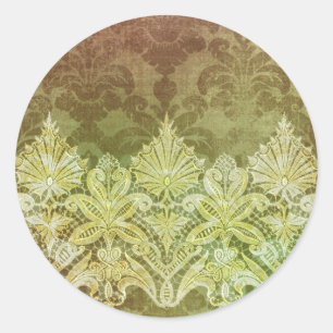 ABERDEEN HEIRLOOM, LACE & DAMASK: GOLD RUSH CLASSIC ROUND STICKER