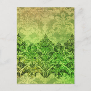 ABERDEEN HEIRLOOM, LACE & DAMASK: SPRING GREEN POSTCARD