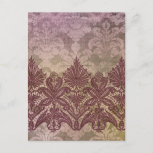ABERDEEN HEIRLOOM, LACE & DAMASK: VICTORIAN PINKS POSTCARD