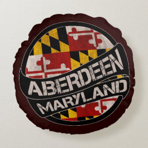 Aberdeen Maryland flag grunge round pillow