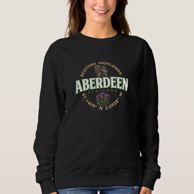 Aberdeen Scotland Highlands Coordinates Label Sweatshirt (Front)