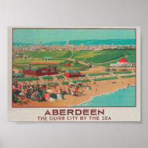 Aberdeen Scotland Vintage Travel Poster