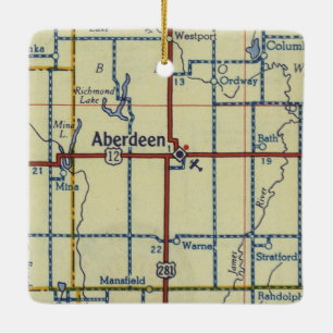 Aberdeen SD 50's Map Ceramic Ornament