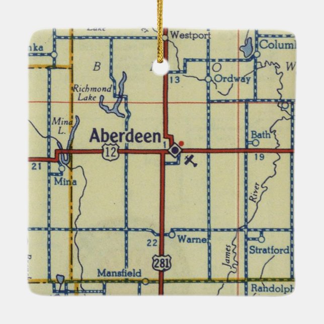 Aberdeen SD 50's Map Ceramic Ornament (Back)