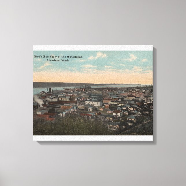Aberdeen, WA - Bird's Eye View of Waterfront Canvas Print (Front)