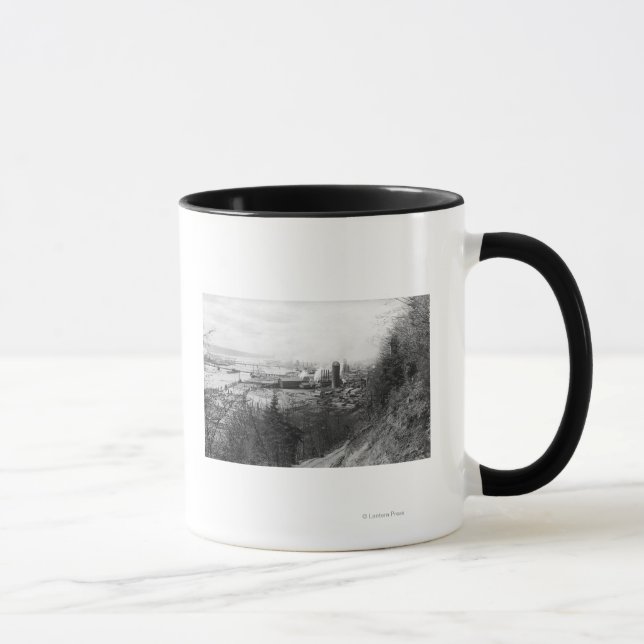Aberdeen, WA Town View Mill and Harbour Photograp Mug (Right)