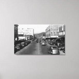 Aberdeen, WA - View of Wishkan Street Downtown Canvas Print