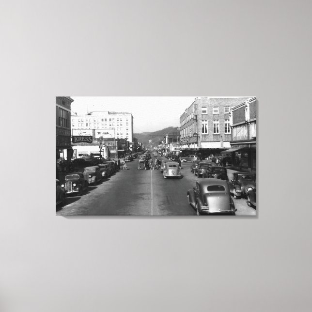 Aberdeen, WA - View of Wishkan Street Downtown Canvas Print (Front)