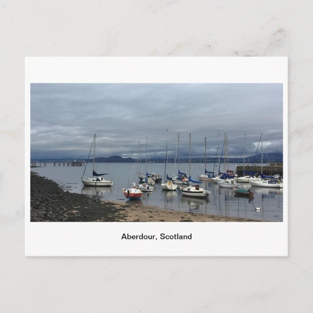 Aberdour Harbour - Boats on a cloudy day Postcard (Front)