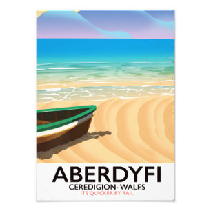 Aberdyfi, Ceredigion Wales vintage travel poster