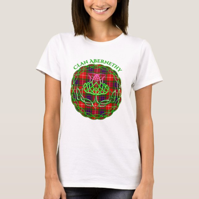 Abernethy Scottish Tartan Celtic Thistle T-Shirt (Front)