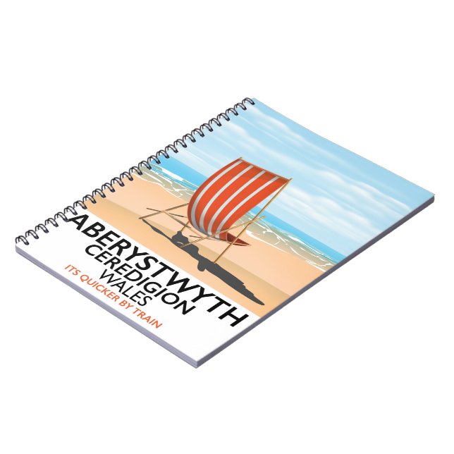 Aberystwyth Wales seaside travel poster Spiral Notebook (Left Side)