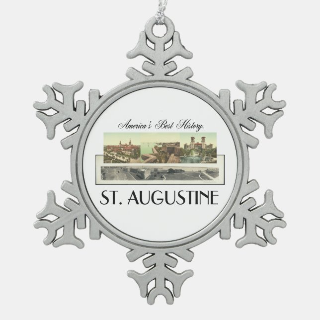 ABH St. Augustine Snowflake Pewter Christmas Ornament (Front)