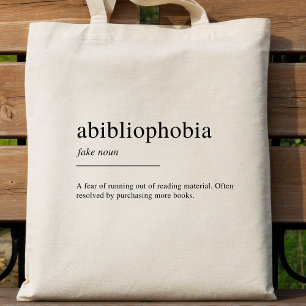 Abibliophobia definition tote bag
